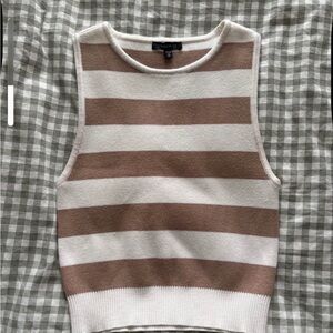 Dynamite Cream and Brown Striped Knit Tank